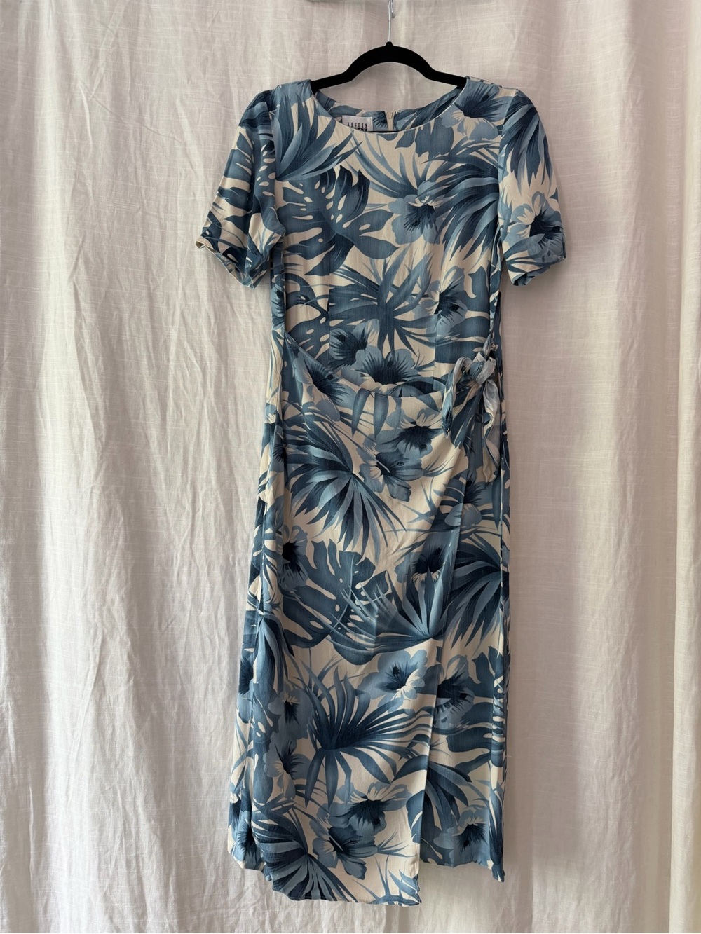 Leslie Fay Vintage Blue Floral Wrap Midi Dress - Women's 6 Petite